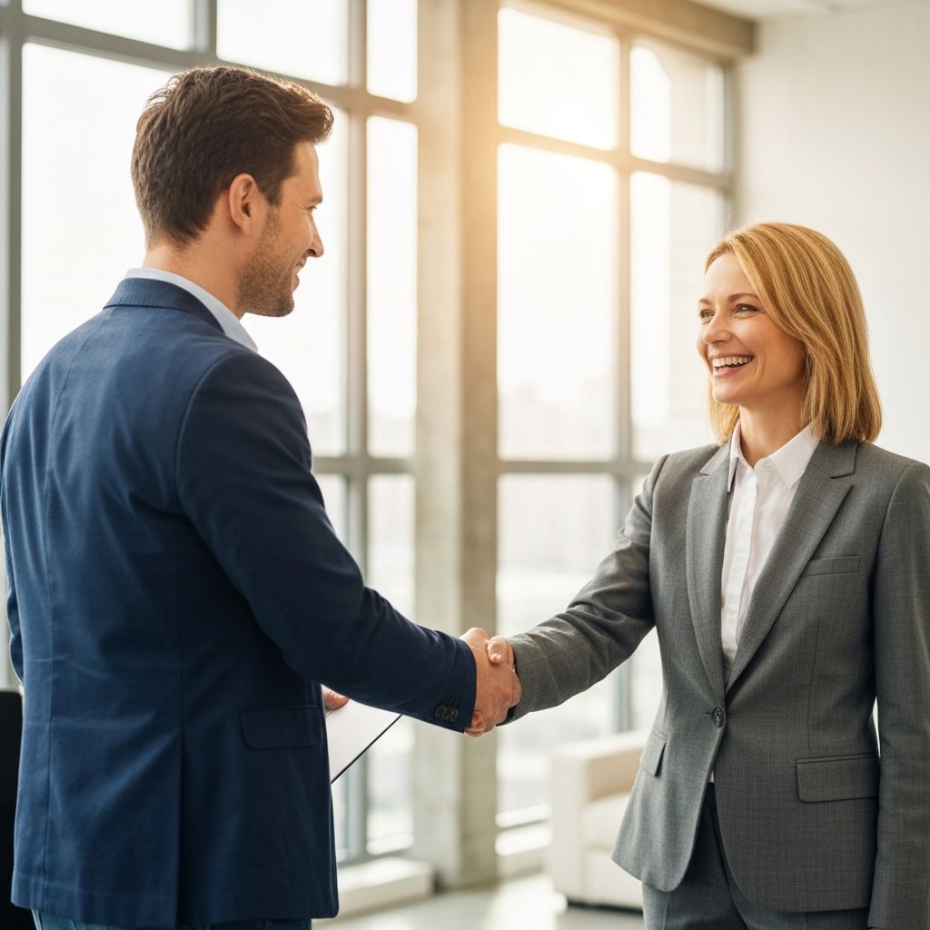Business professionals closing a successful deal